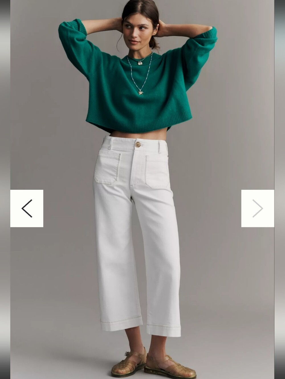 Soft Surroundings High Rise White Cropped Wide Leg Jeans